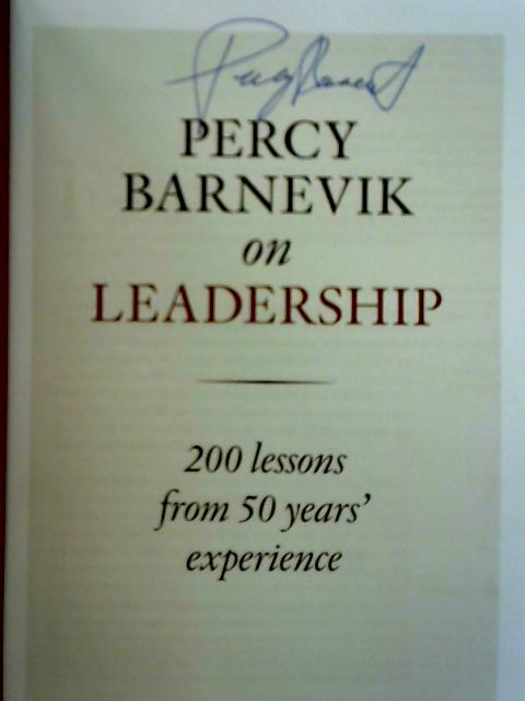 Percy Barnevik on Leadership par Percy Barnevik