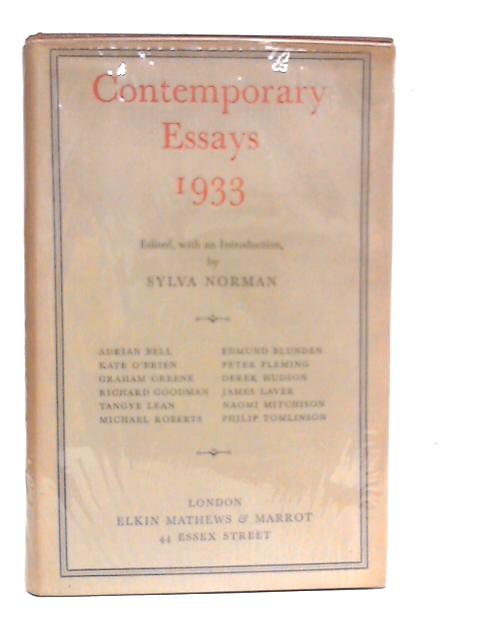 Contemporary Essays 1933 By Sylva Norman (Edt.)