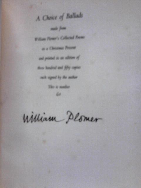 A Choice Of Ballads By William Plomer