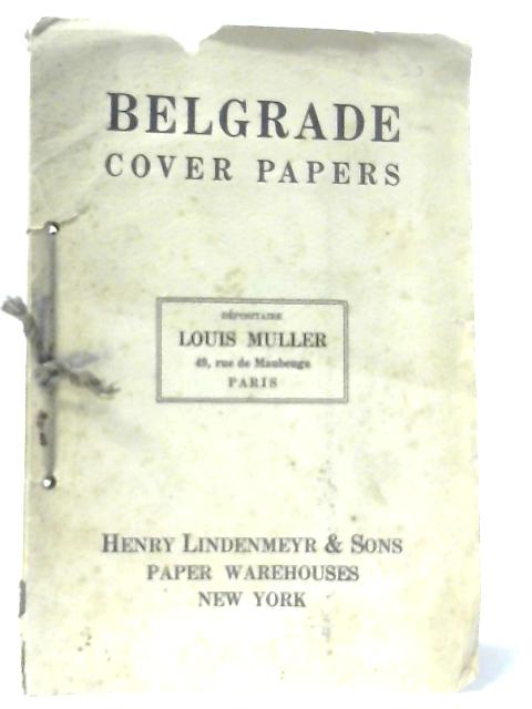 Belgrade Cover Papers By Anon