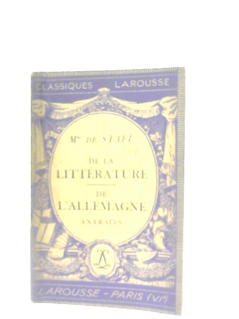 De la Litterature: de l'Allemagne (extraits) By E. Feuillatre