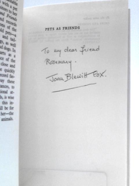 Pets As Friends von Joan Blewitt Cox