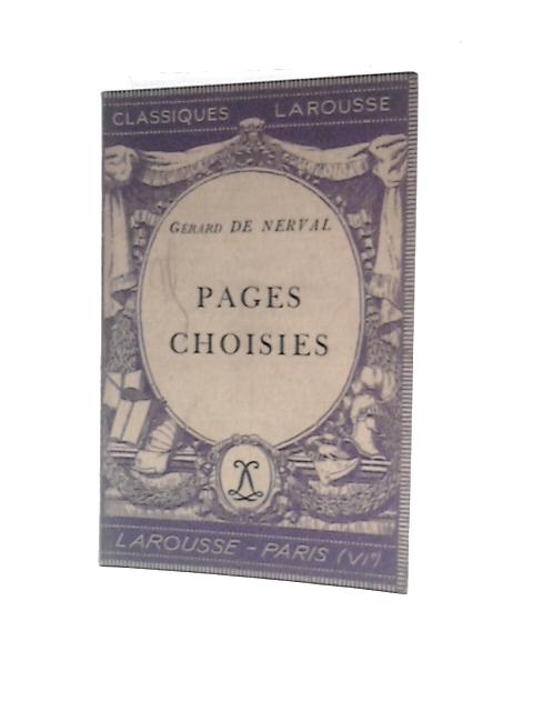 Pages Choisies von Gerard de Nerval