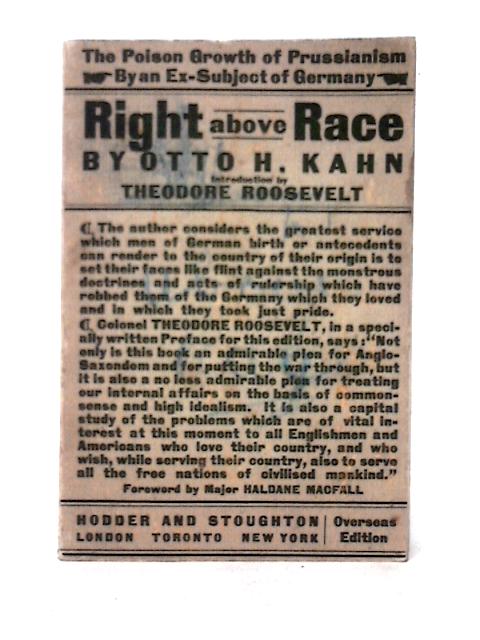 Right Above Race By Otto H. Kahn