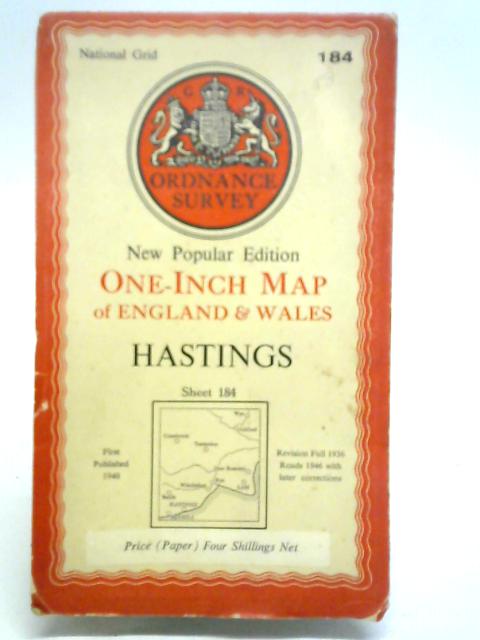 One-Inch Map of England & Wales: Hastings, Sheet 184 By Unstated