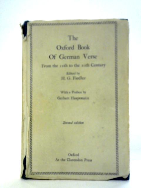 The Oxford Book of German Verse By H.G. Fiedler