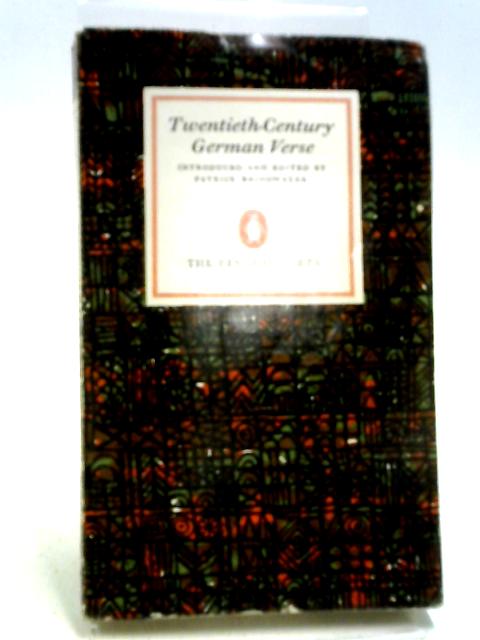 Twentieth-Century German Verse von P. Bridgwater (ed)