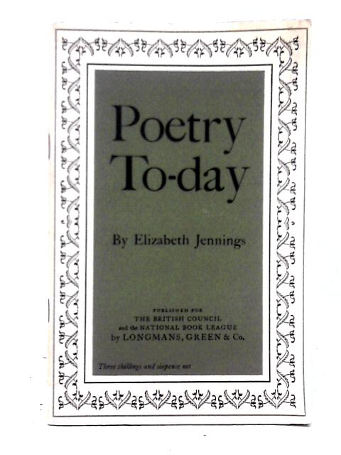 Poetry To-day (1957-60) By Elizabeth Jennings