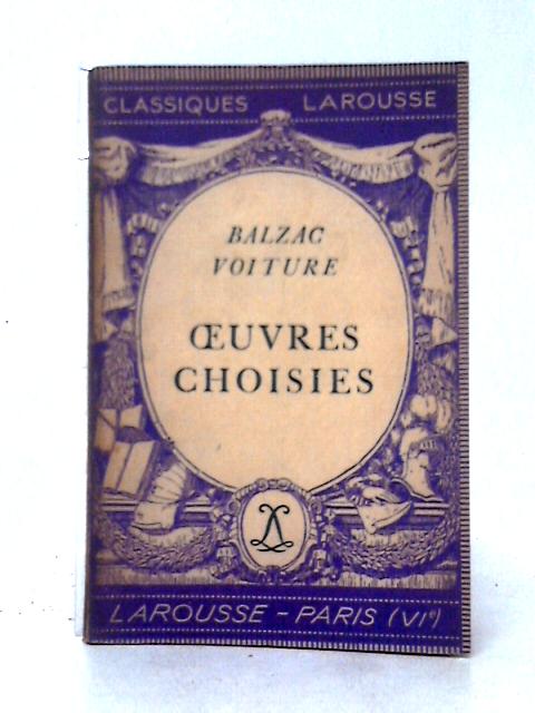 Oeuvres Choisies By Balzac Voiture