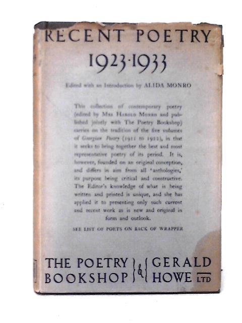 Recent Poetry 1923-1933 By Alida Monro (ed)