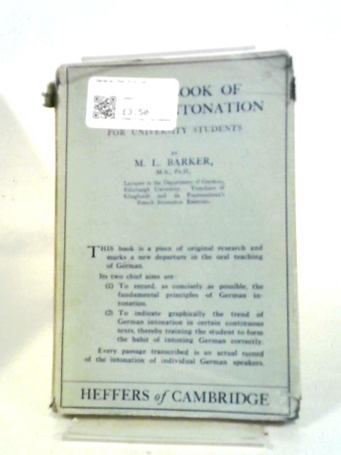 A Handbook of German Intonation von M. L. Barker