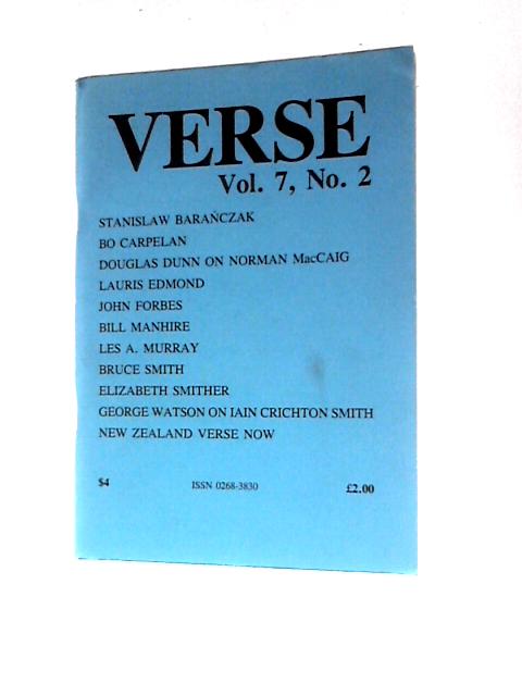 Verse Volume 7 #2 By Robert Crawford Et Al.