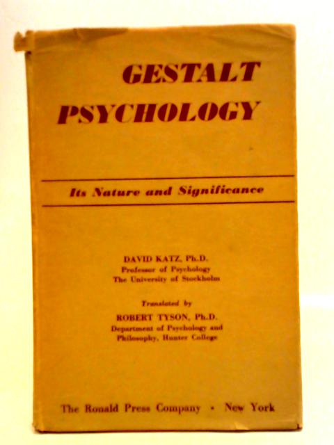 Gestalt Psychology By David Katz
