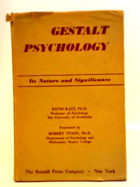 Gestalt Psychology von David Katz