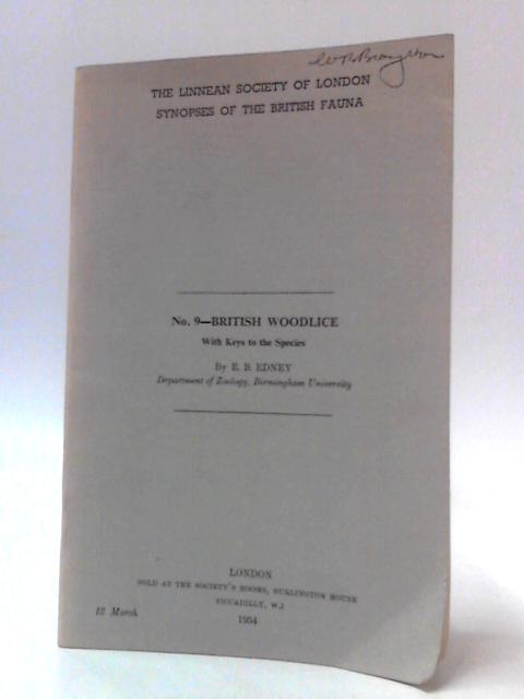 A Synopsis Of The British Woodlice von E. B. Edney