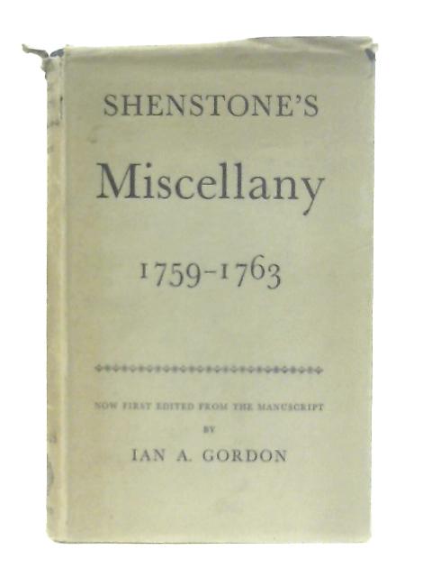 Shenstone's Miscellany 1759-1763 By William Shenstone