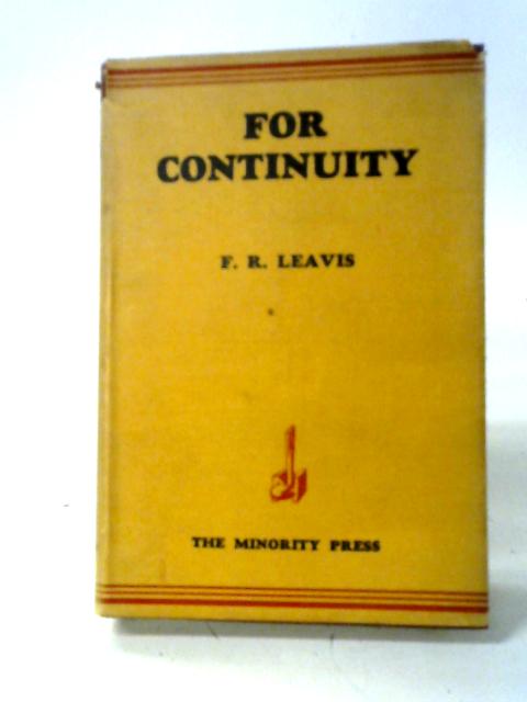 For Continuity By F. R. Leavis