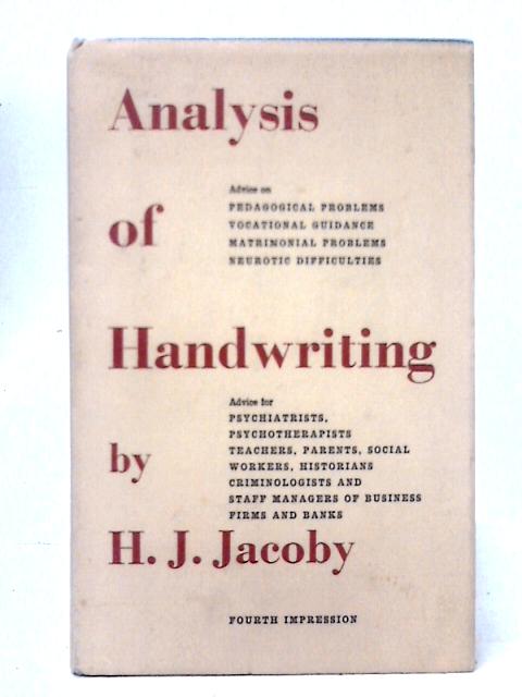 Analysis of Handwriting von H. J. Jacoby