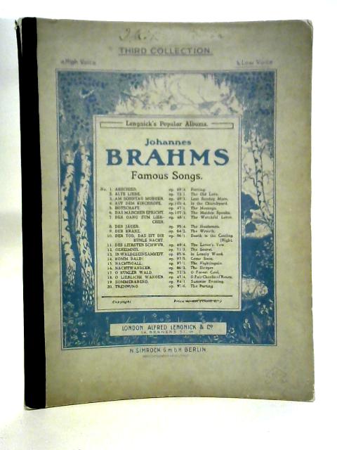 Lengnick's Popular Albums: Johannes Brahms Famous Songs By Johannes Brahms