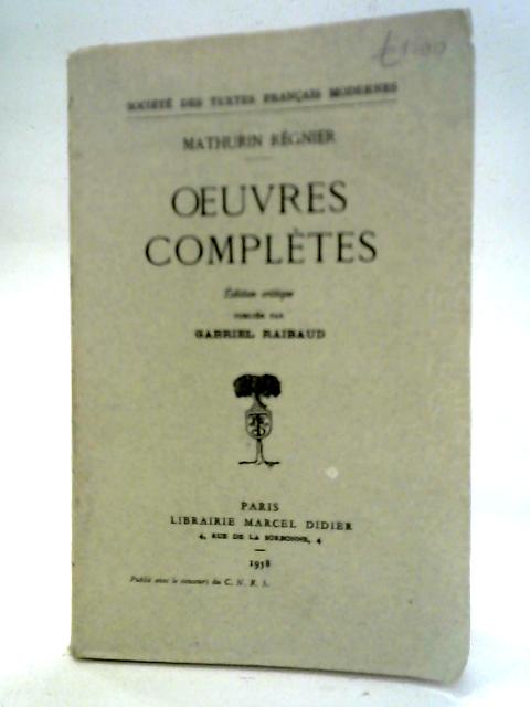 Oeuvres Completes By Mathurin Regnier