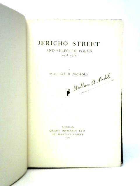 Jericho Street and Selected Poems By Wallace B.Nichols