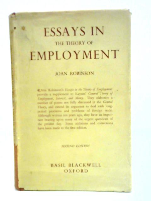 Essays In The Theory Of Employment par Joan Robinson