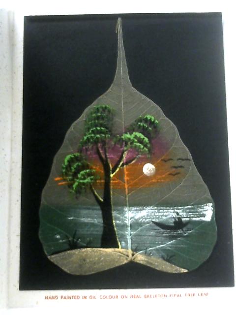 Hand Painted in Oil Colour Skeleton Pipal Tree Leaf Greeting Card By Anon