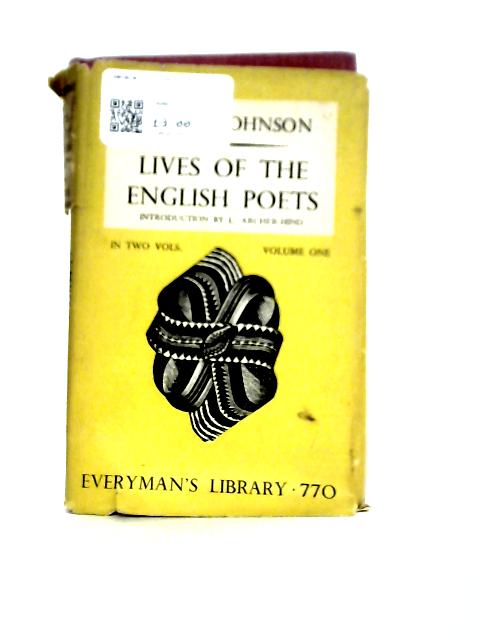 Lives Of The English Poets: Volume 1 Cowley To Prior By Samuel Johnson