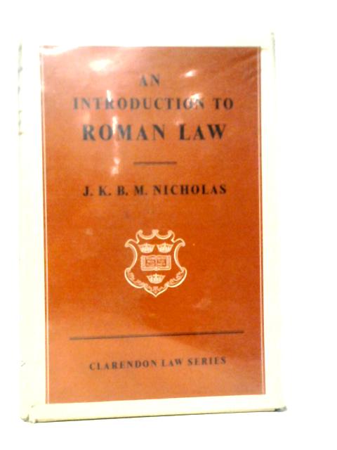 An Introduction To Roman Law By Barry Nicholas