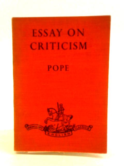 Pope's Essay On Criticism By John Churton Collins