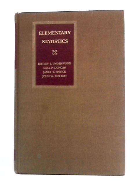 Elementary Statistics von Benton J. Underwood