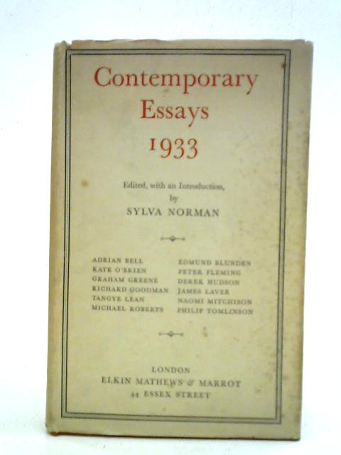 Contemporary Essays 1933 By Sylva Norman (ed.)