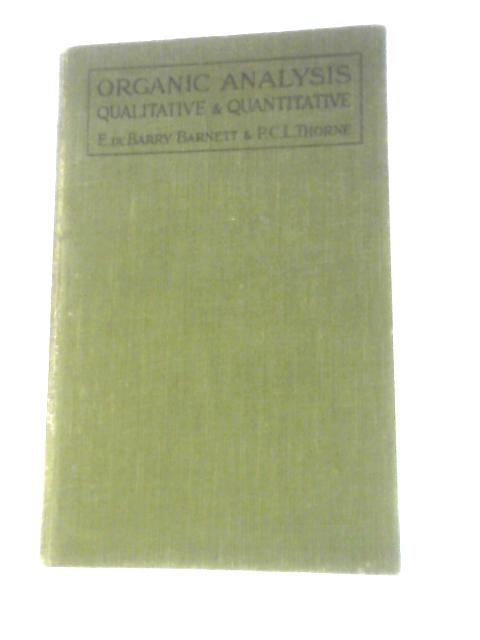 Organic Analysis By E. De Barry Barnett