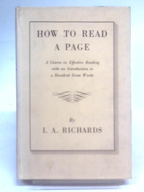 How to Read a Page By I. A. Richards