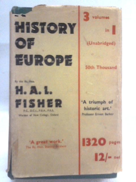 A History of Europe By H.A.L. Fisher