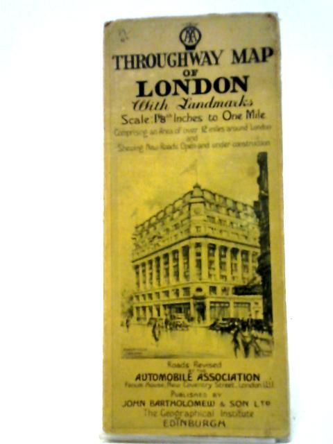 AA Throughway Map of London with Landmarks, Scale 1 1-8th Inches to One Mile Comprising an Area Over 12 Miles Around London and Shewing New Roads Open and Under Construction By Anon